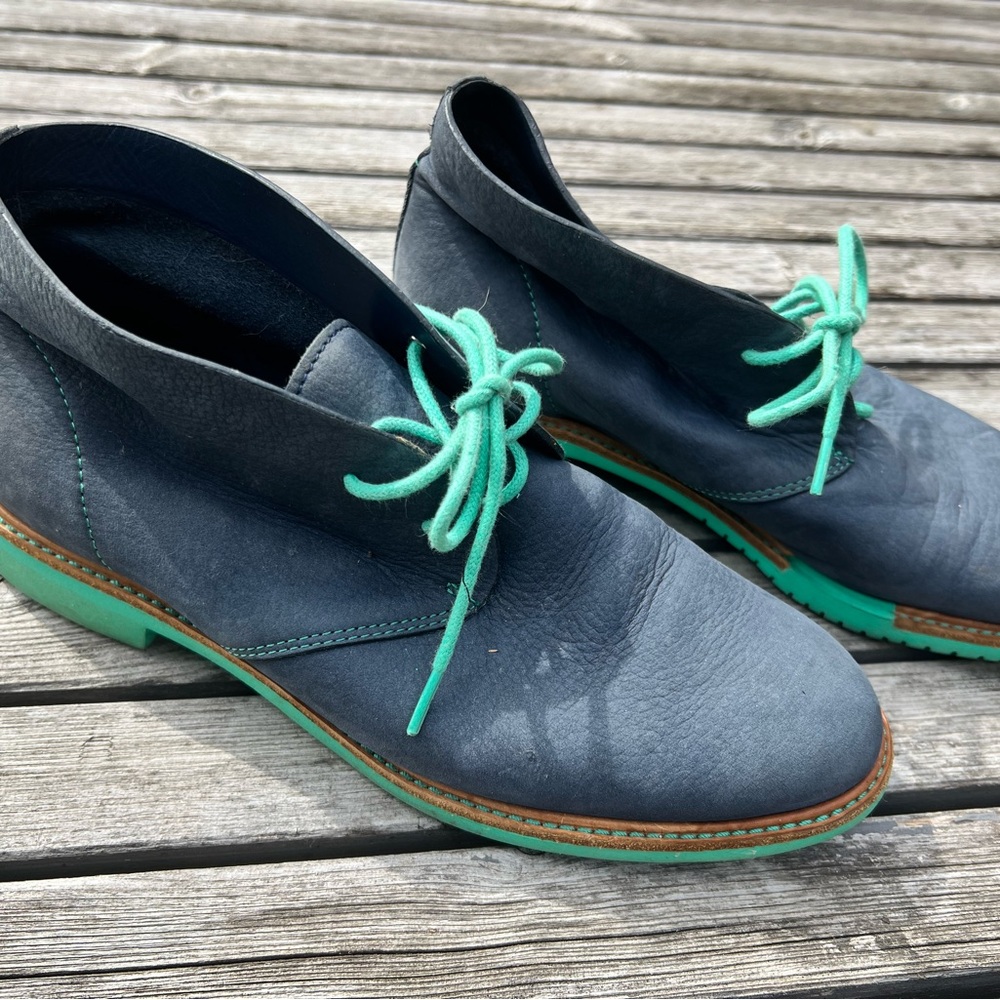 Cole Haan - Men's Blue and Teal Green Shoes Suede Boots